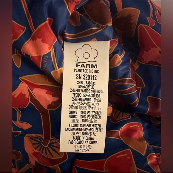 Farm Rio Rose Wild Horses Tricot Reversible Puffer Jacket - Picture 12 of 12